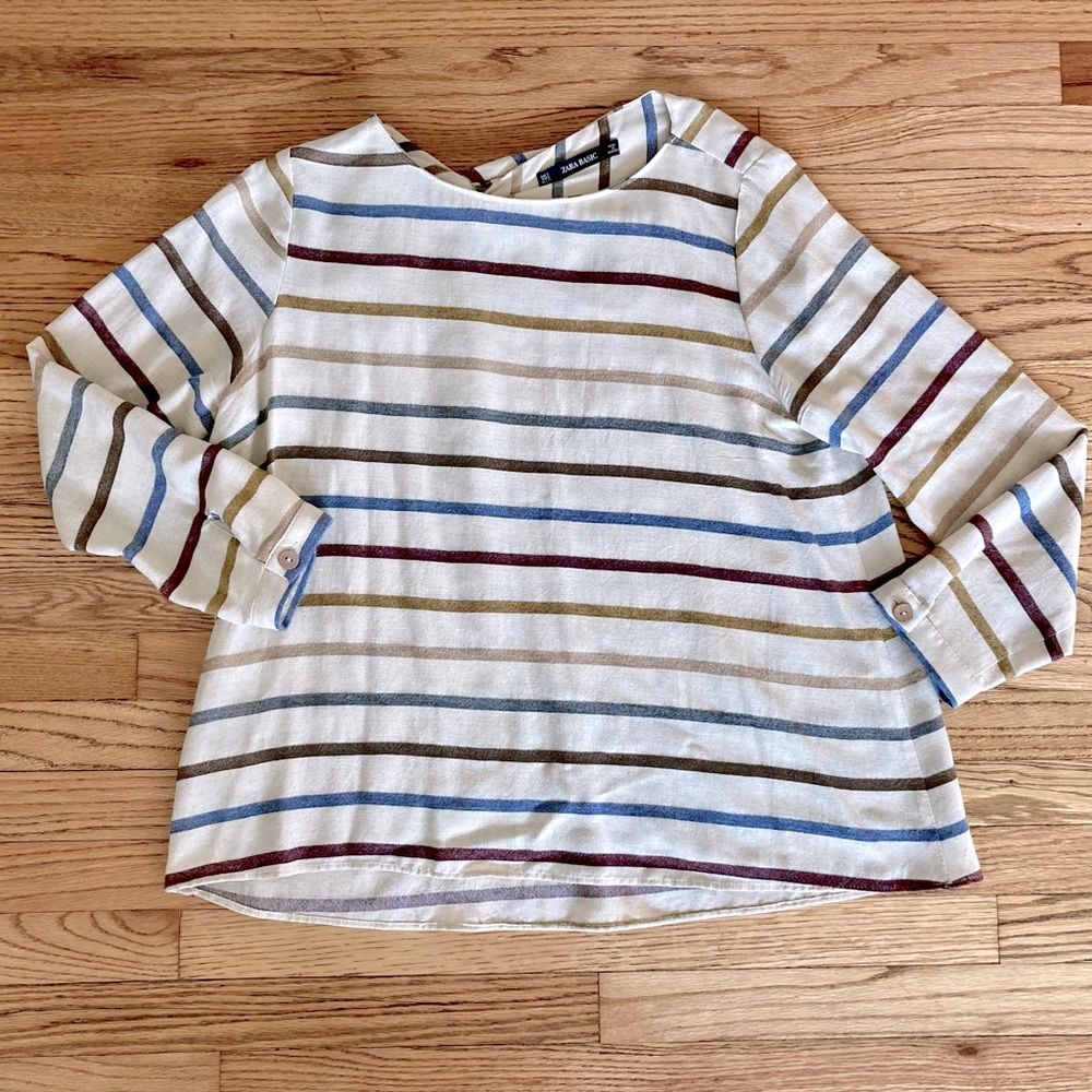 Zara Womens Striped Blouse Shirt Sz S